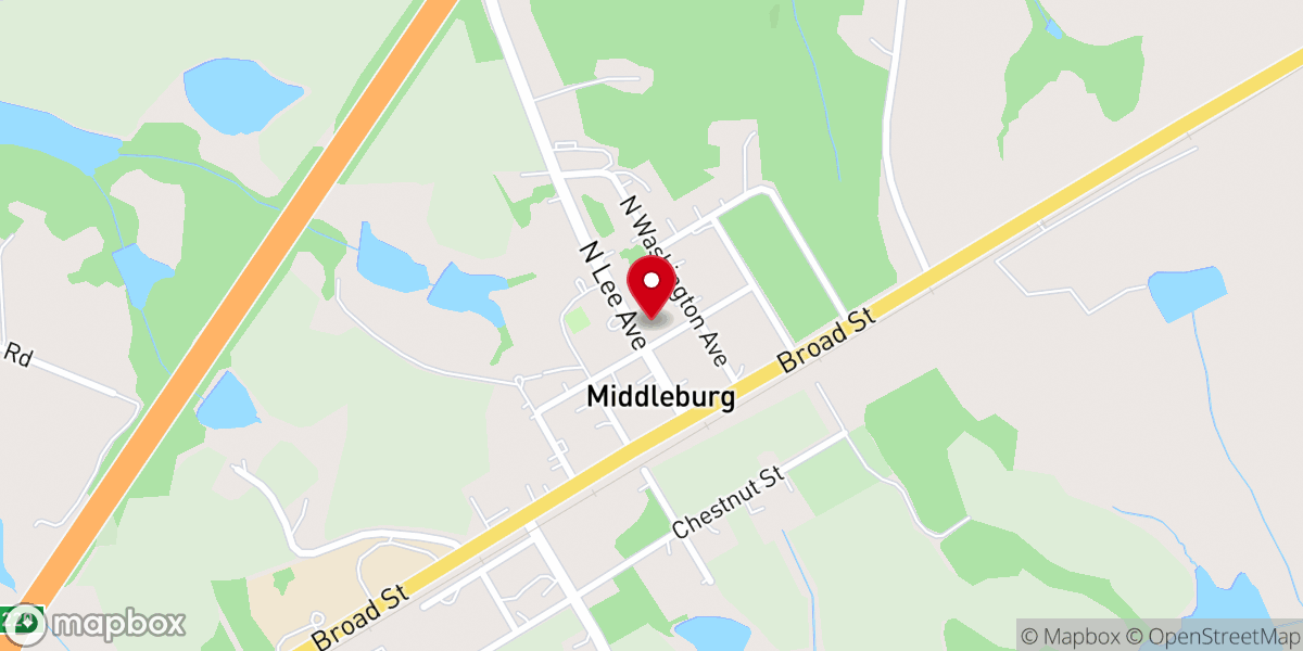 Map showing location of Middleburg Methodist Church