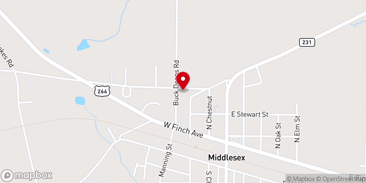 Map showing location of Middlesex Pentecostal Holiness Church