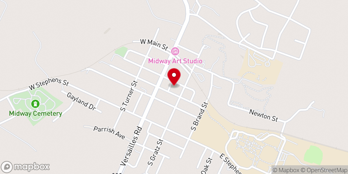 Map showing location of Midway Christian Church