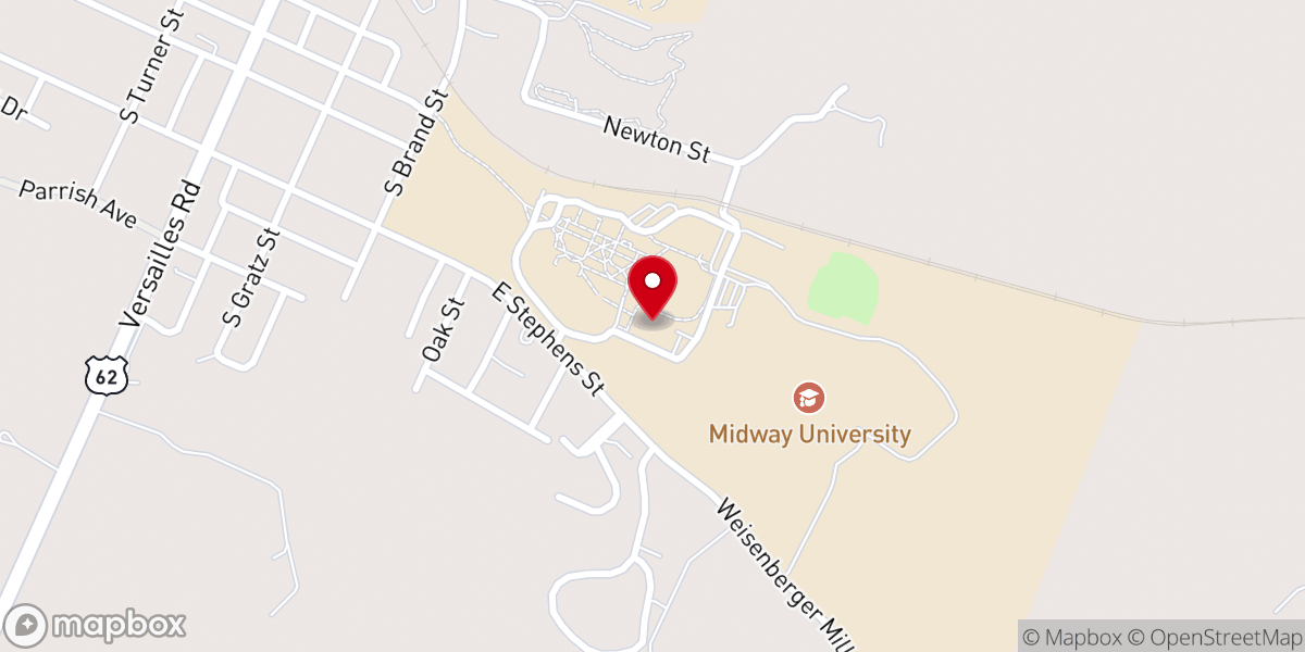 Map showing location of Midway University