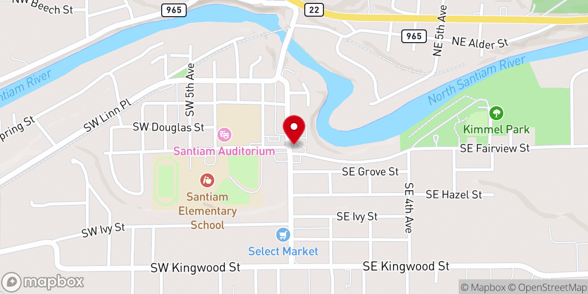 Map showing location of Mill City - City Hall