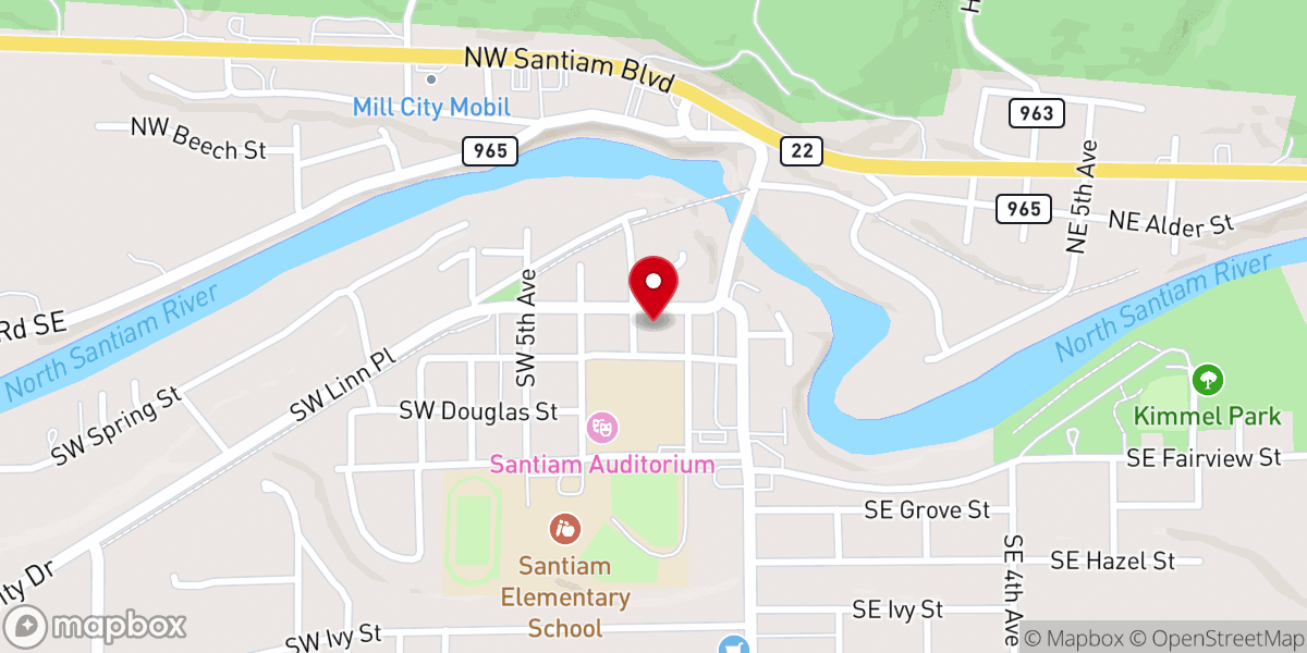 Map showing location of Mill City Presbyterian Church