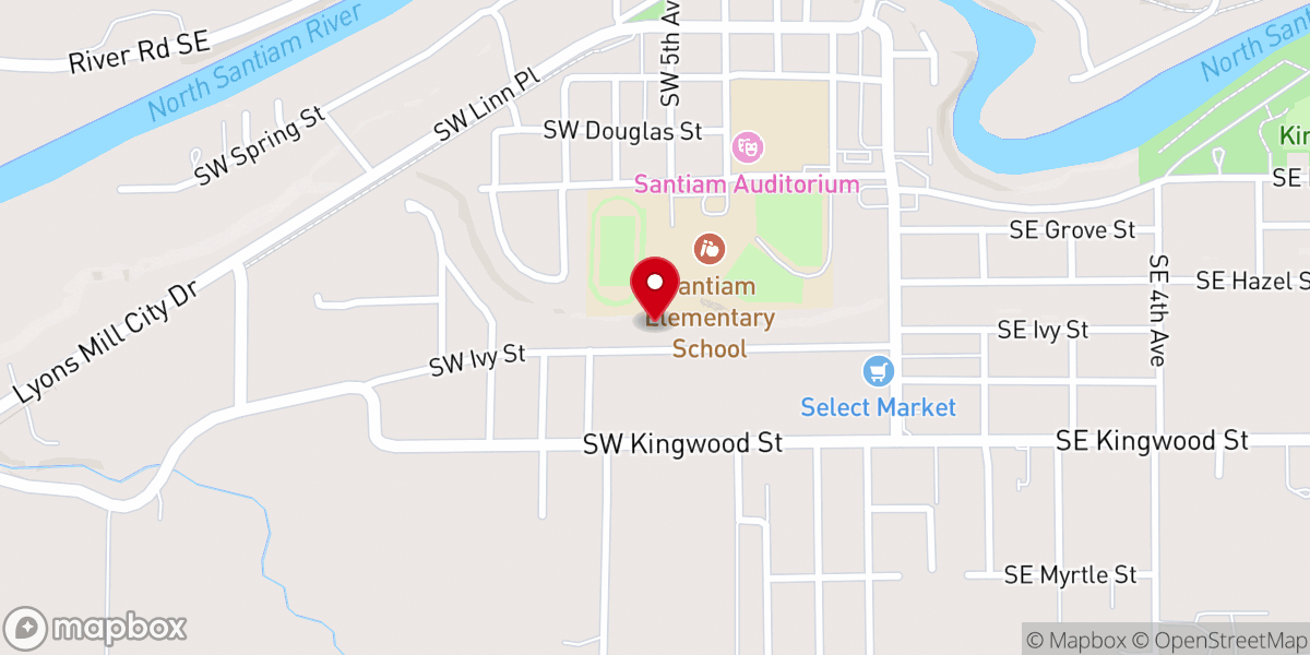 Map showing location of Mill City Seventh-day Adventist Church