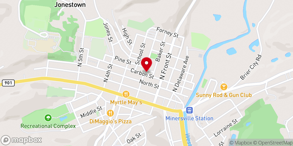 Map showing location of Minersville United Methodist Church
