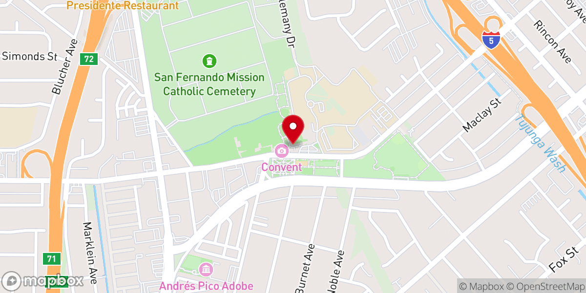 Map showing location of Mission San Fernando Rey de España