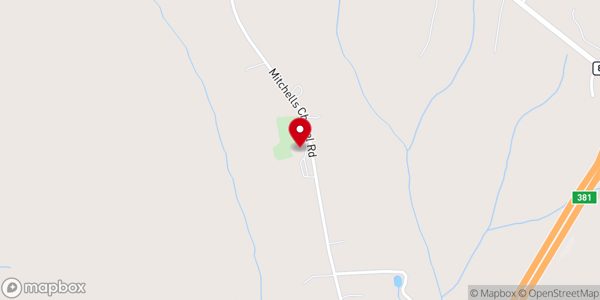 Map showing location of Mitchell Chapel Church