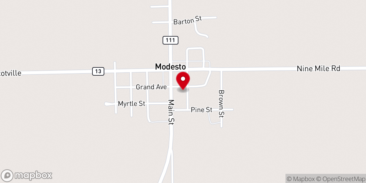Map showing location of Modesto community building