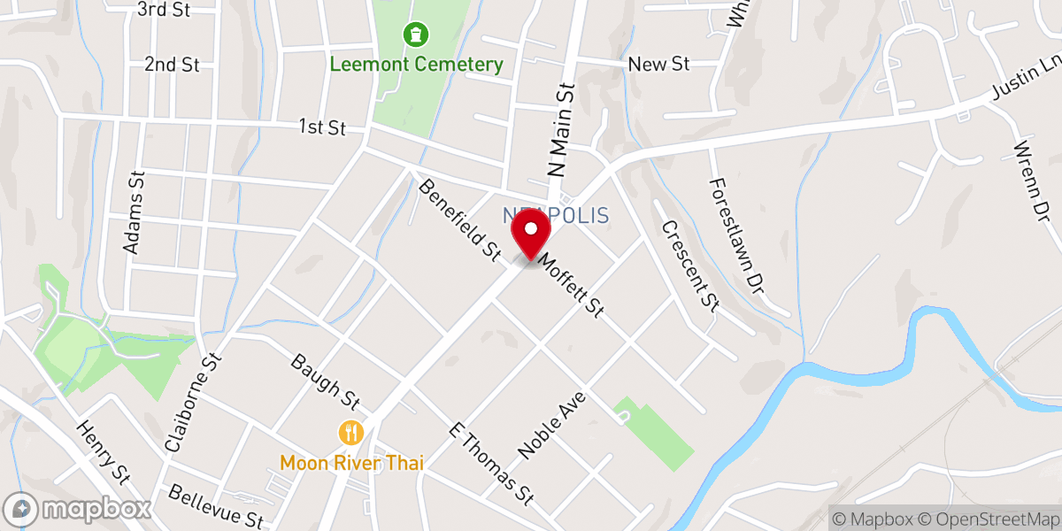 Map showing location of Moffett Memorial Baptist Church