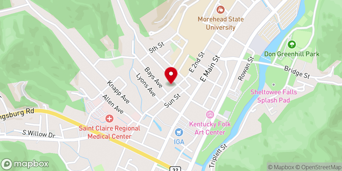 Map showing location of Morehead Church of Christ