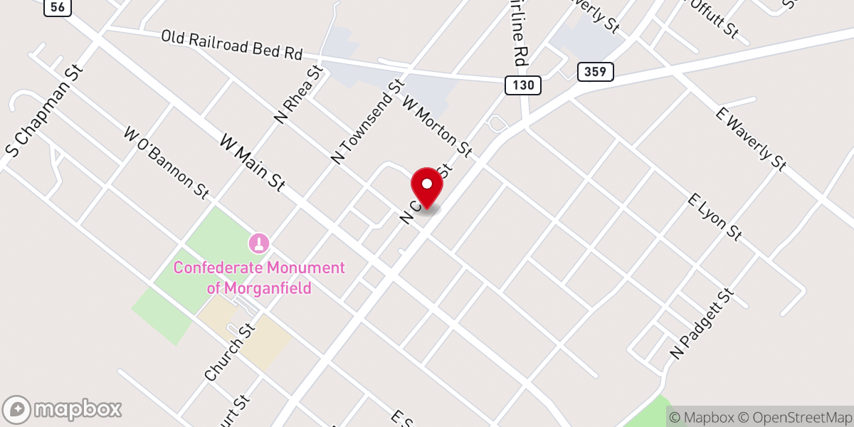 Map showing location of Morganfield First Baptist Church