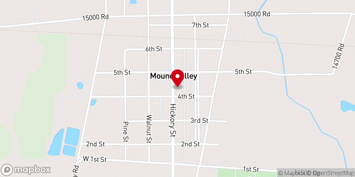 Map showing location of Mound Valley Christian Church