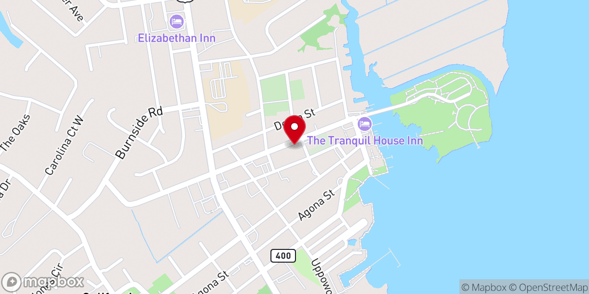 Map showing location of Mount Olivet United Methodist Church - Roanoke Island Food Pantry - Food Distribution Center