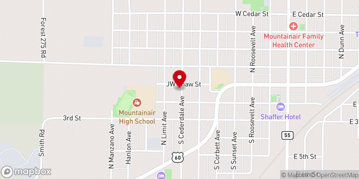 Map showing location of Mountainair First Assembly of God