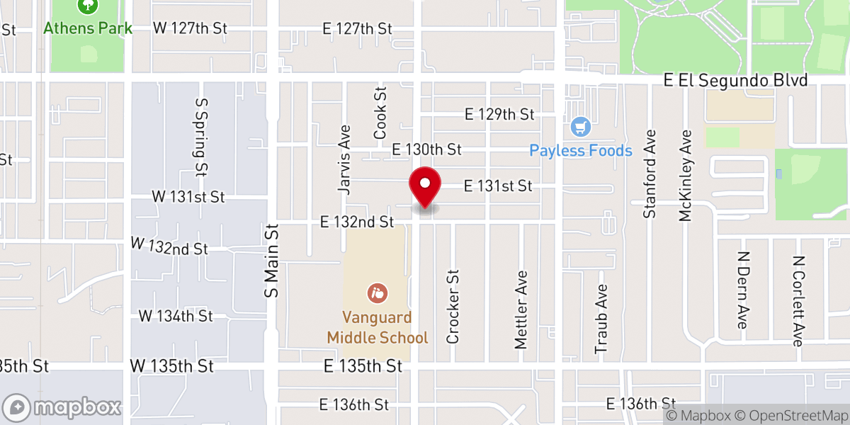Map showing location of Mt. Tabor Community Missionary Baptist Church