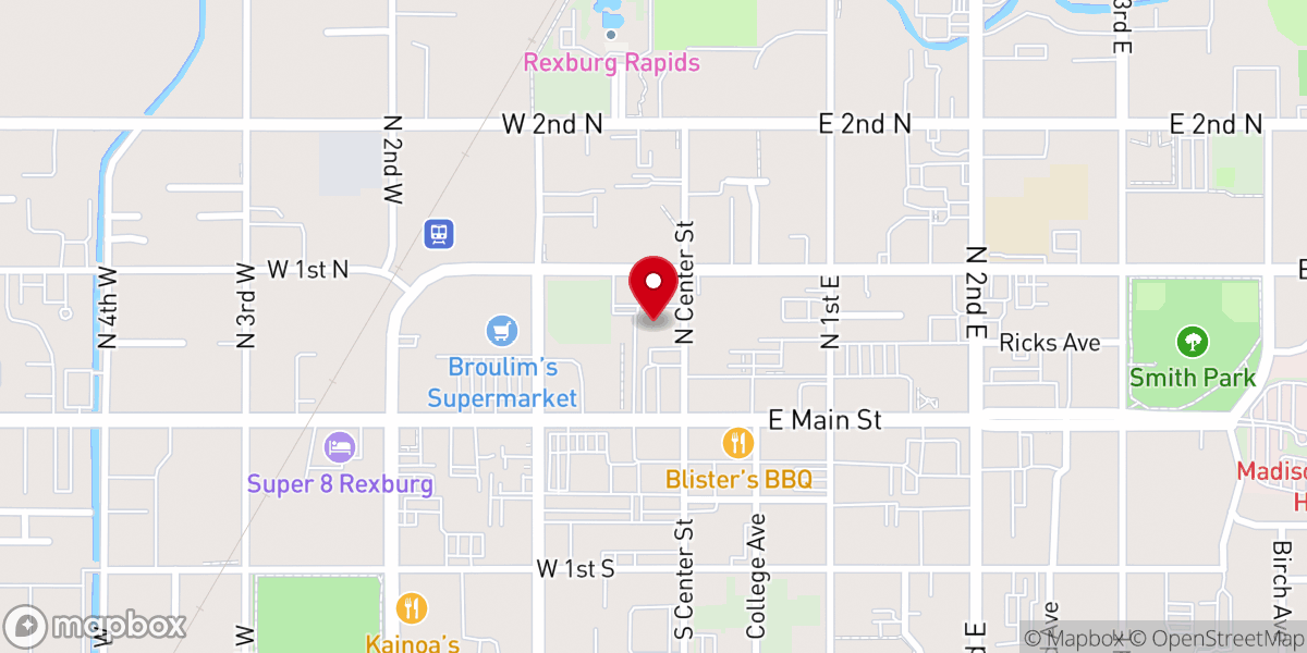 Map showing location of Museum of Rexburg