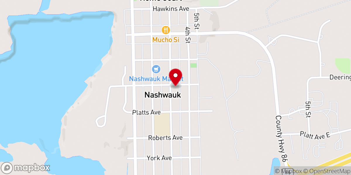 Map showing location of Nashwauk Lutheran Church