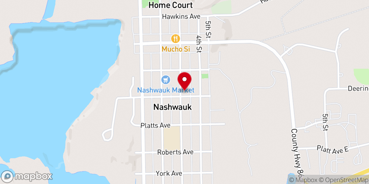 Map showing location of Nashwauk United Methodist Church