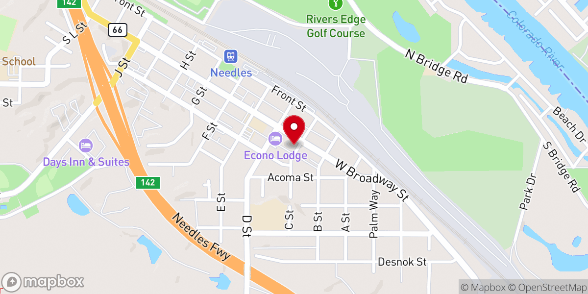 Map showing location of Needles Assembly of God Church