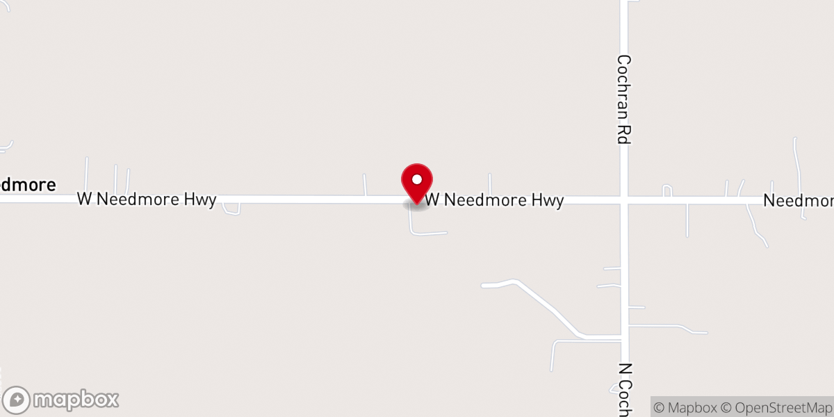 Map showing location of Needmore Baptist Church