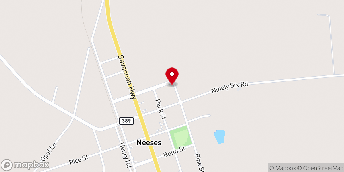 Map showing location of Neeses Baptist Church Parsonage