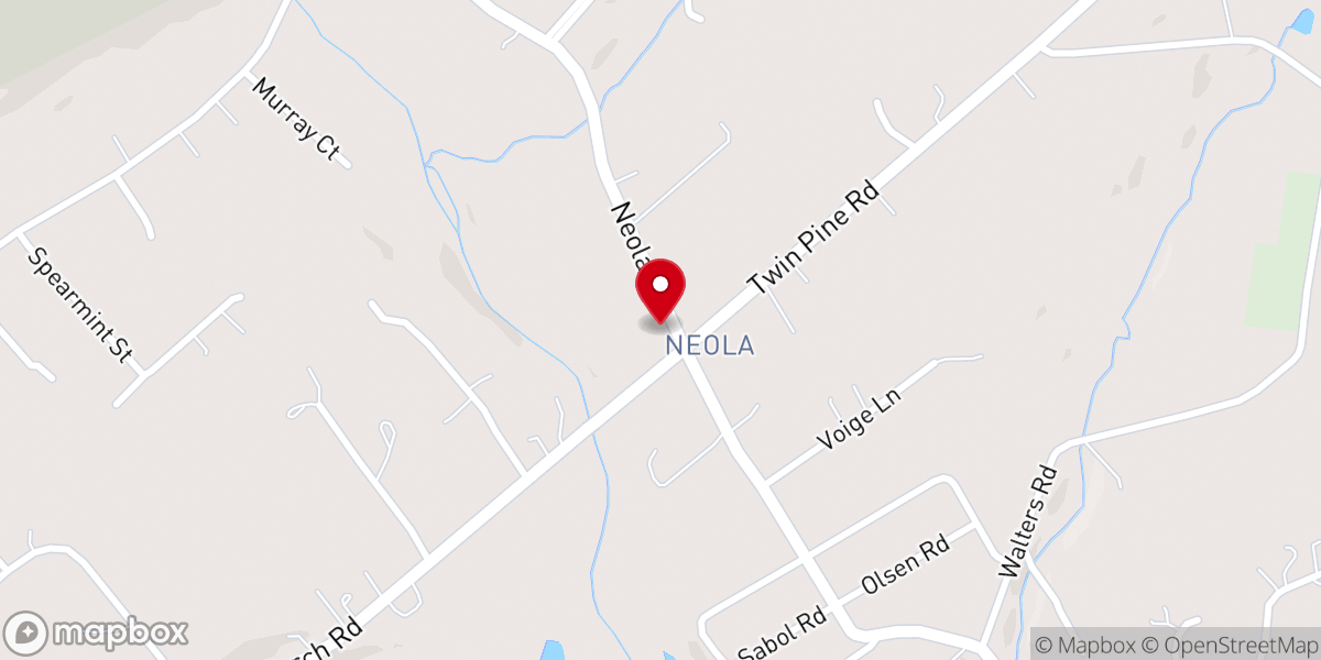Map showing location of Neola United Methodist Church