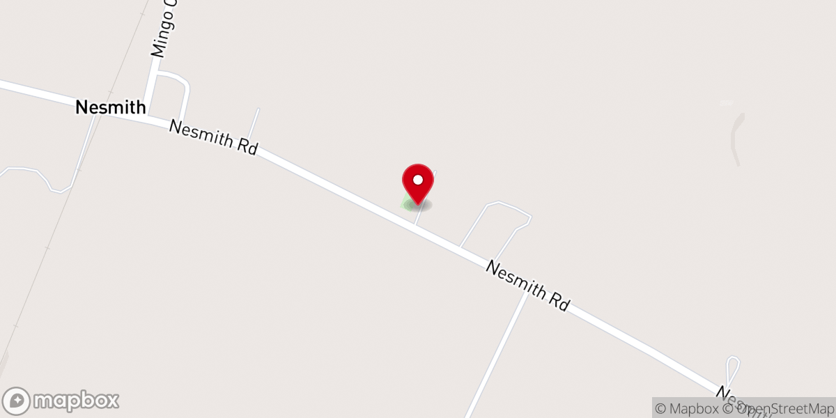 Map showing location of Nesmith Baptist Church