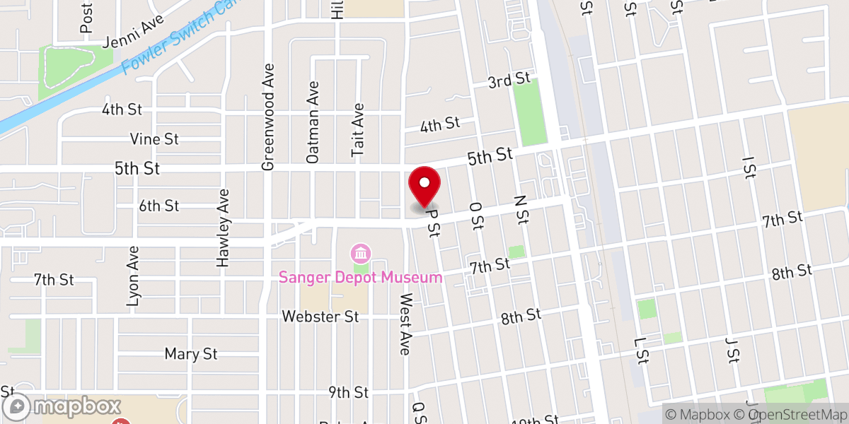Map showing location of New Covenant Community Church-Sanger campus
