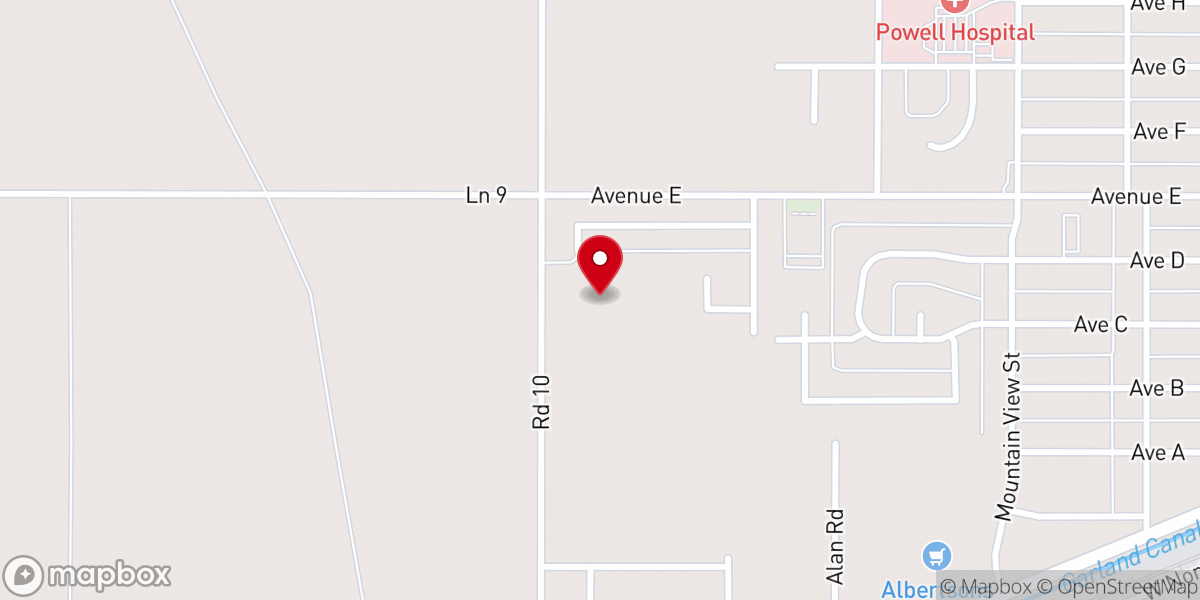 Map showing location of New Life Church of Powell
