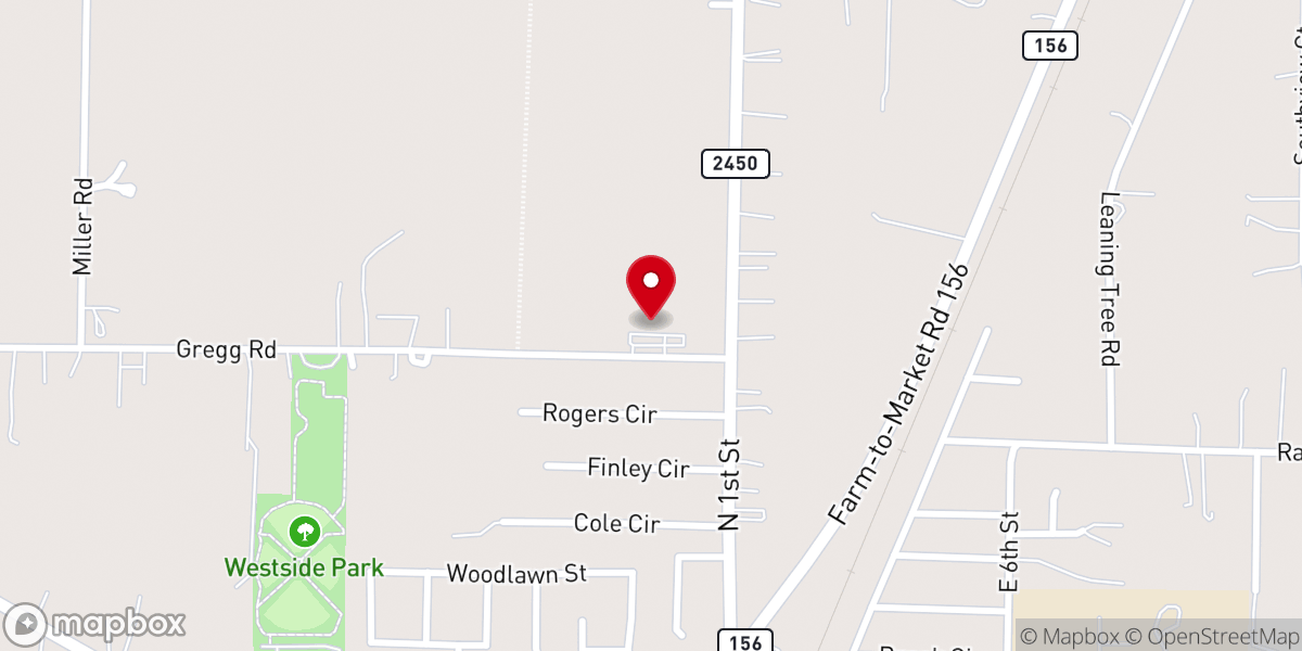 Map showing location of New Life First Baptist Church