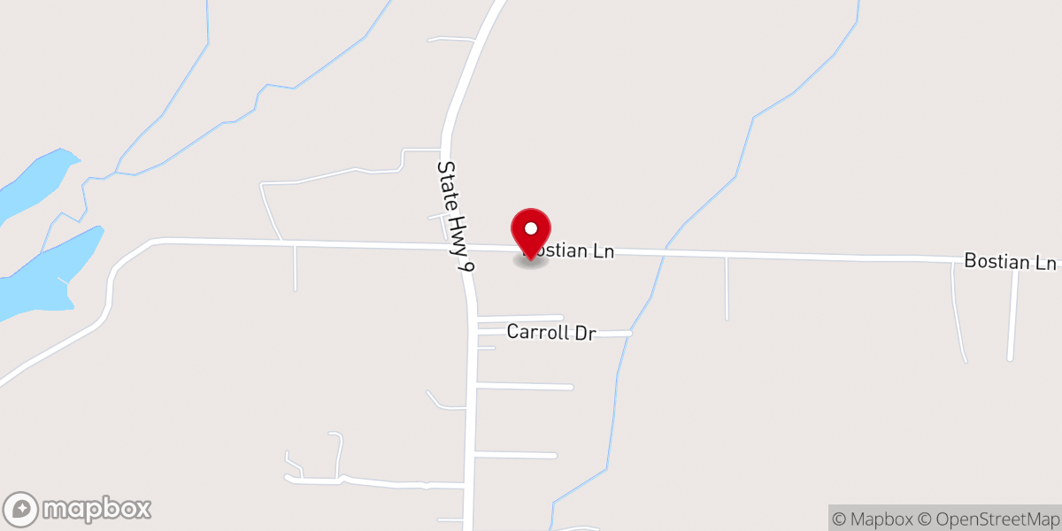 Map showing location of New Life Free Will Baptist Church