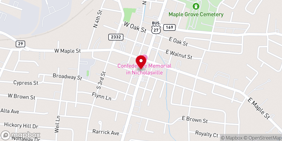 Map showing location of Nicholasville Baptist Church