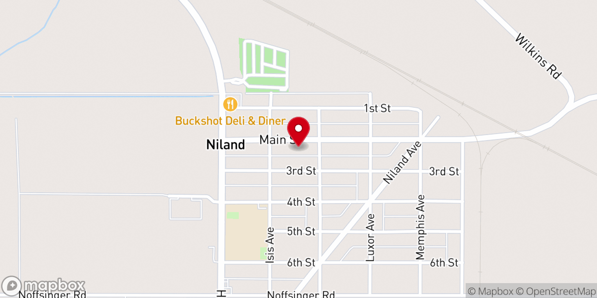 Map showing location of Niland Full Gospel Lighthouse Church