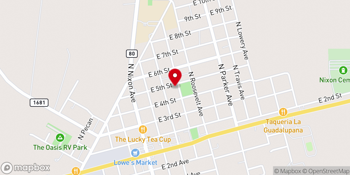 Map showing location of Nixon Methodist Church