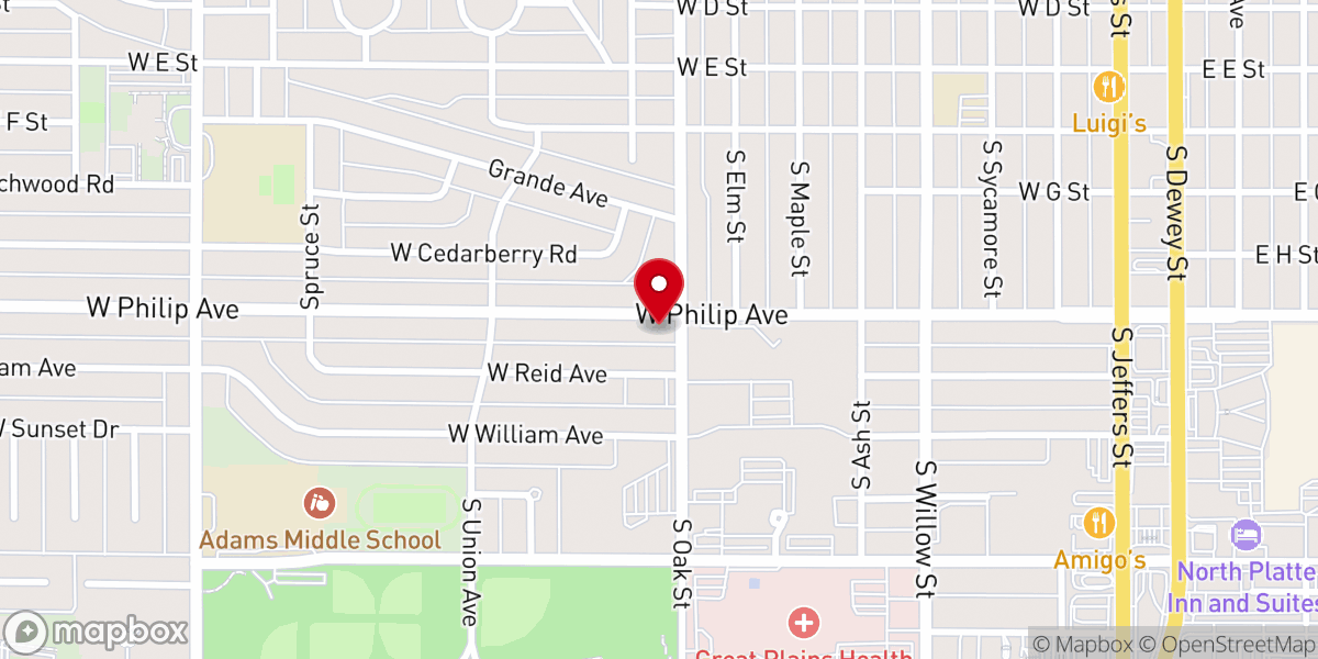 Map showing location of North Platte Baptist Church
