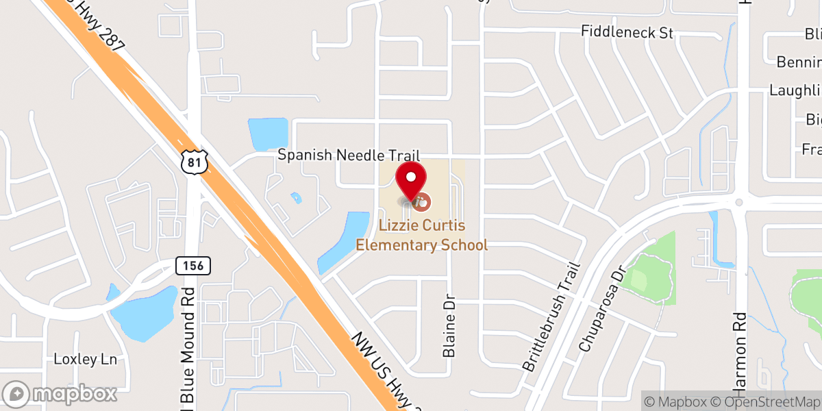 Map showing location of North Tarrant Church