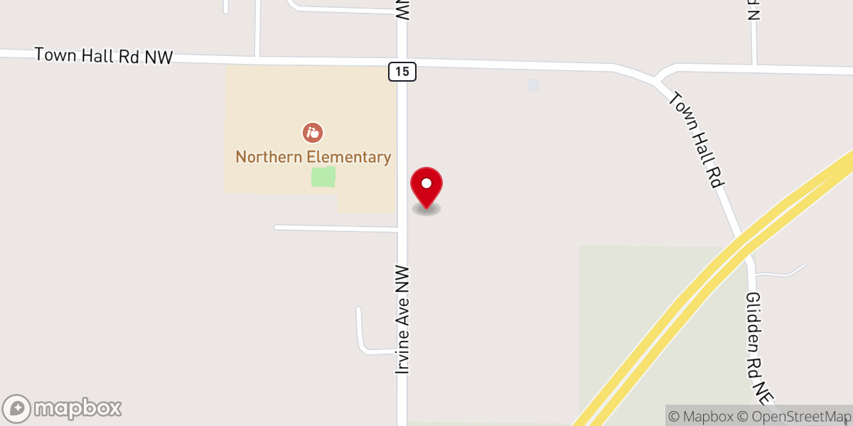 Map showing location of Northern Bible Church