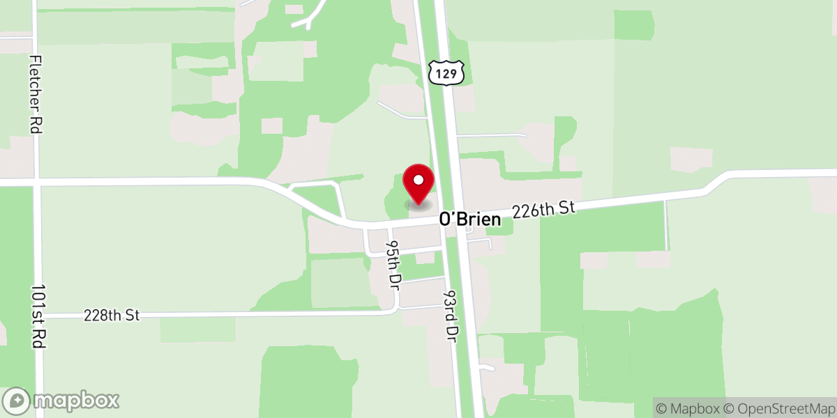 Map showing location of O'Brien Baptist Church - Food Distribution Center