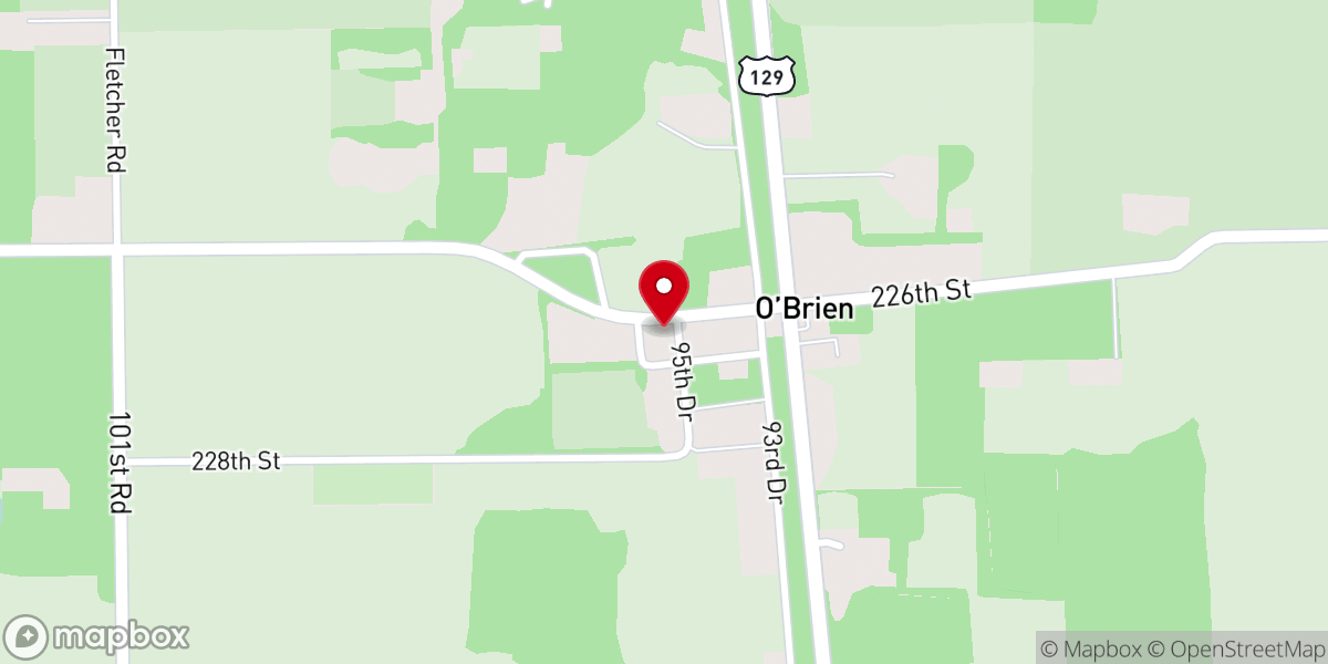 Map showing location of O'Brien Baptist Church