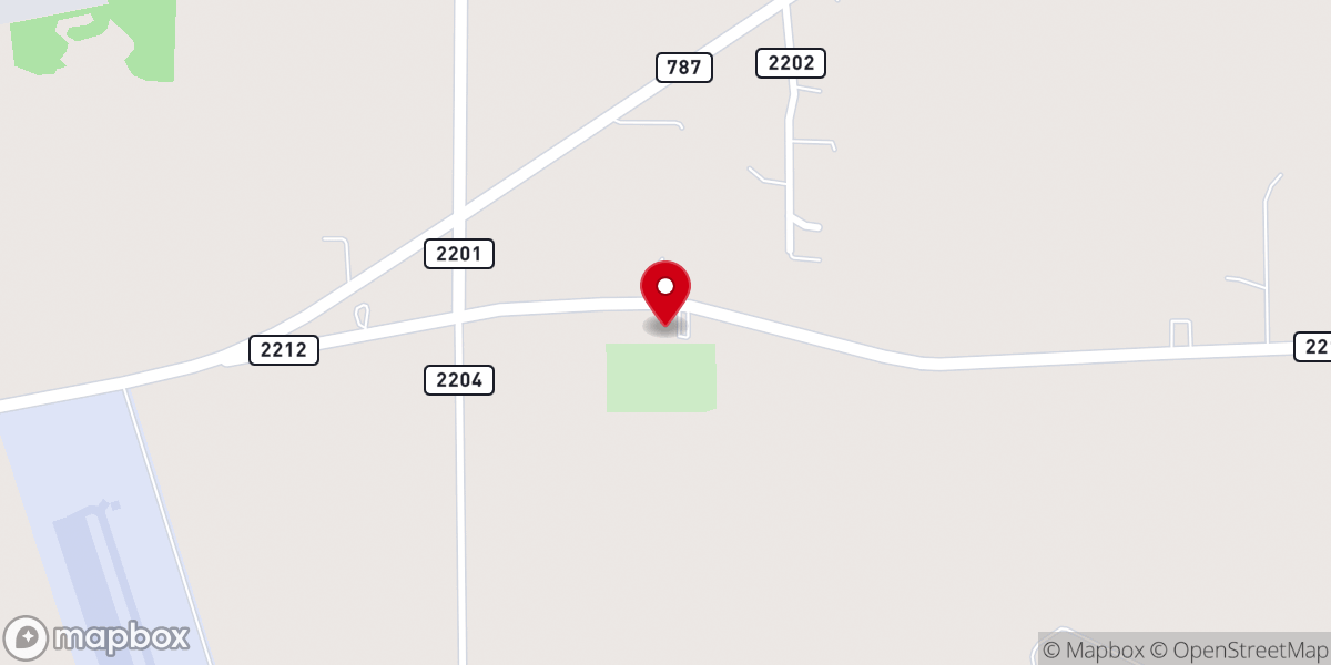 Map showing location of Oak Shade Baptist Church