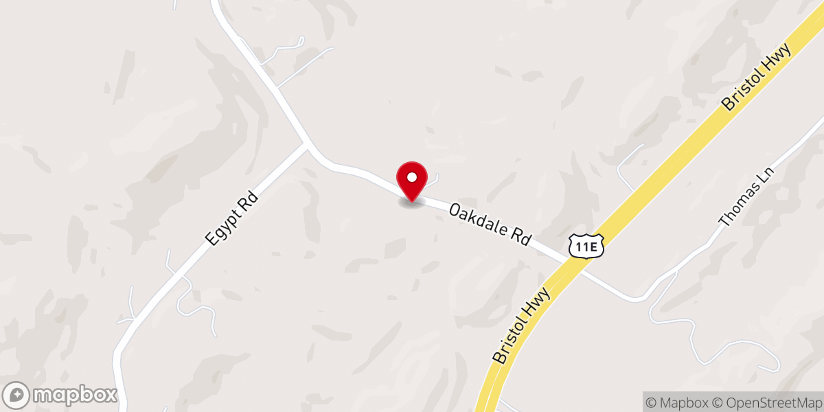 Map showing location of Oakdale Church