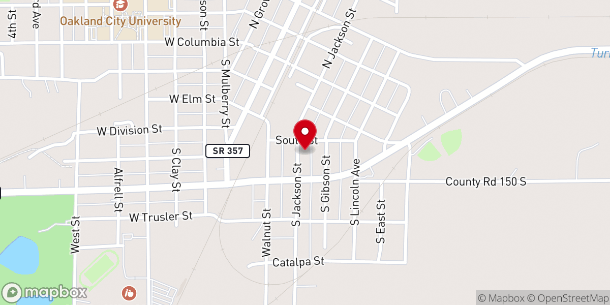 Map showing location of Oakland City Church of Nazarene