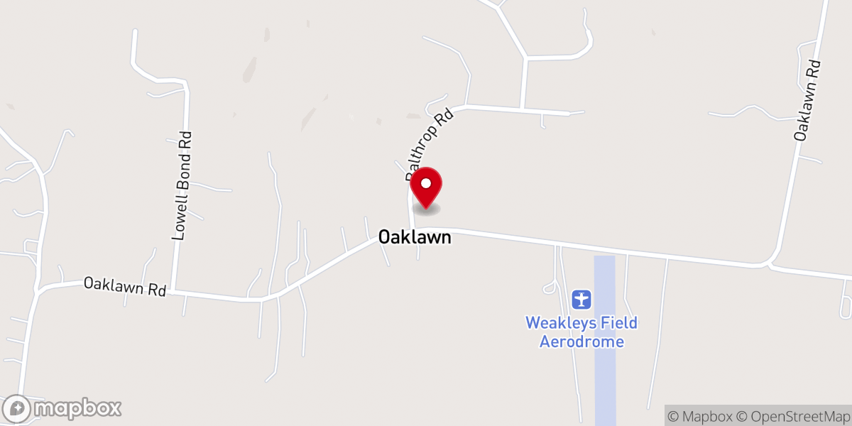 Map showing location of Oaklawn Free Will Baptist Church