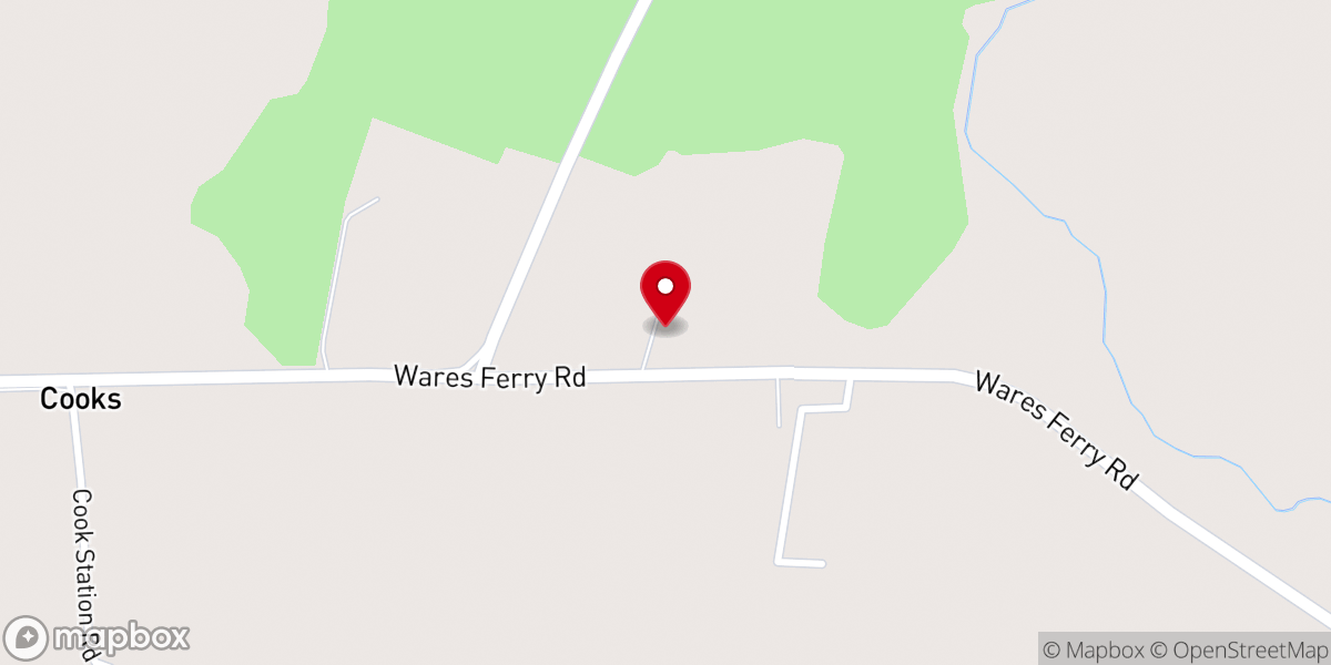Map showing location of Old Augusta Baptist Church