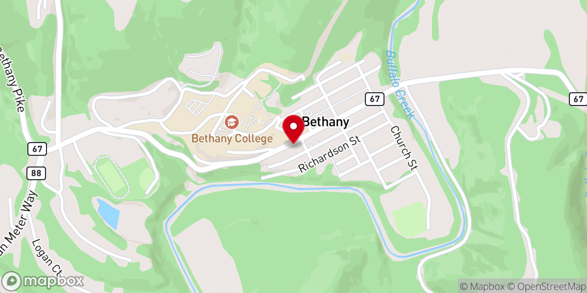 Map showing location of Old Bethany Church