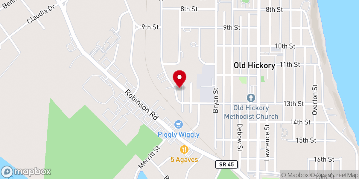 Map showing location of Old Hickory Community Church