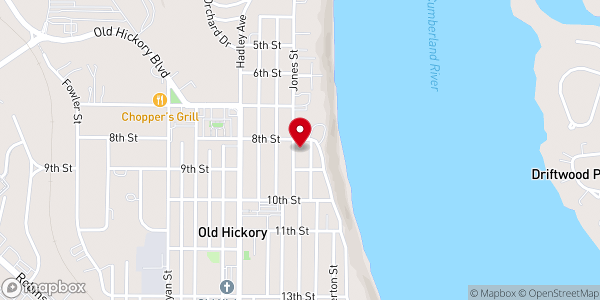 Map showing location of Old Hickory Presbyterian Church