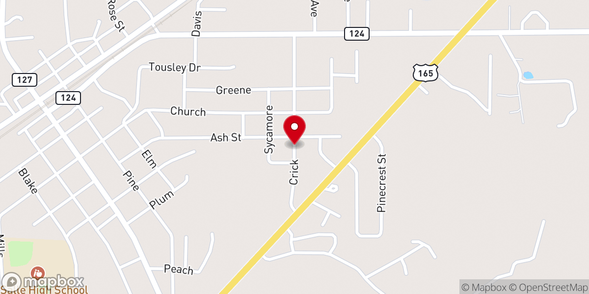 Map showing location of Olla Methodist Church Parsonage