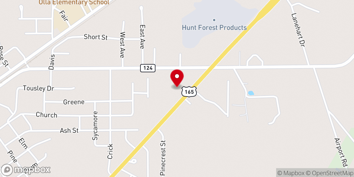 Map showing location of Olla Pentecostal Church
