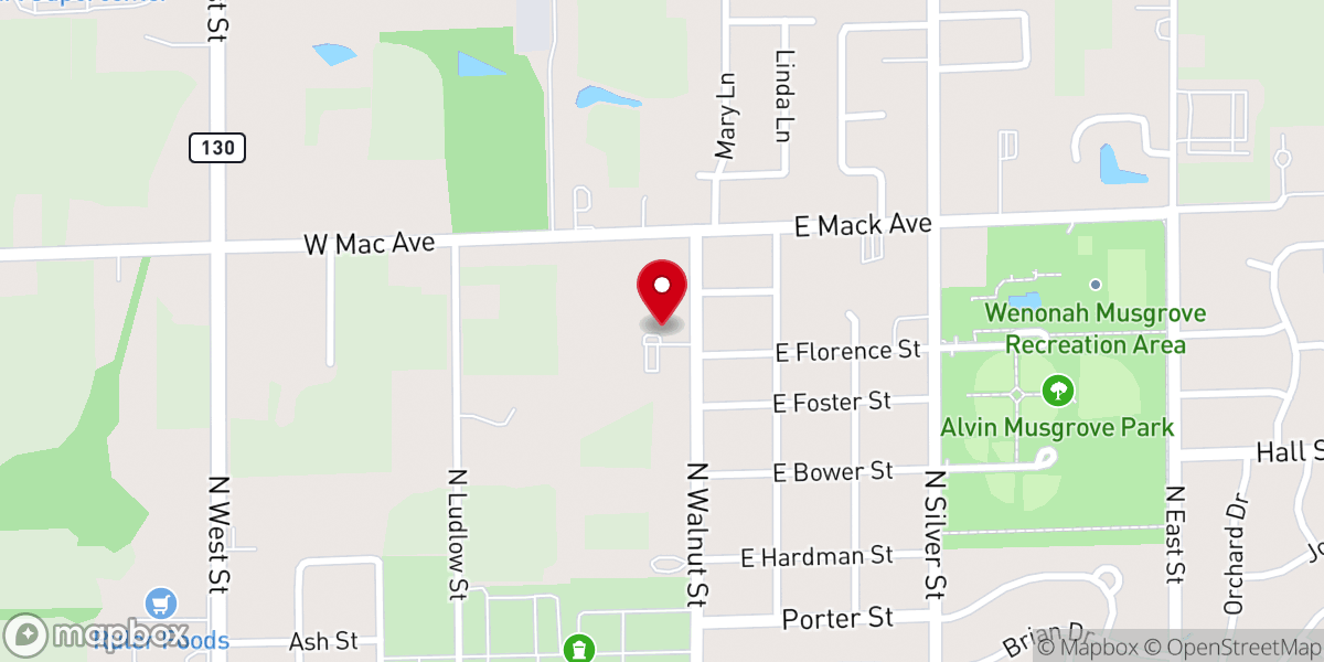 Map showing location of Olney Church of the Nazarene
