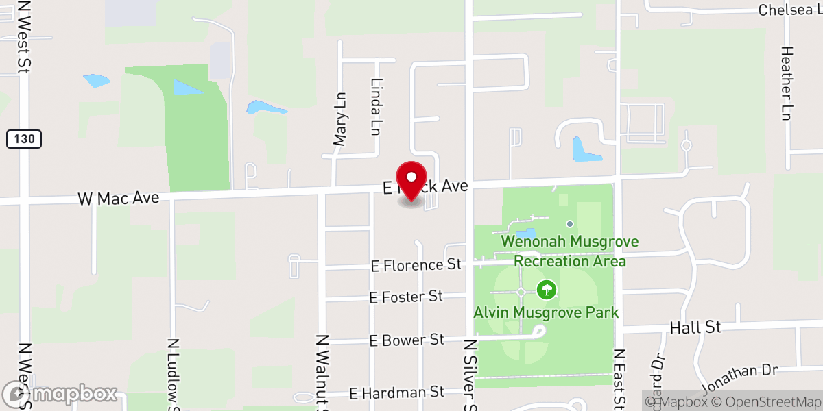 Map showing location of Olney Southern Baptist Church